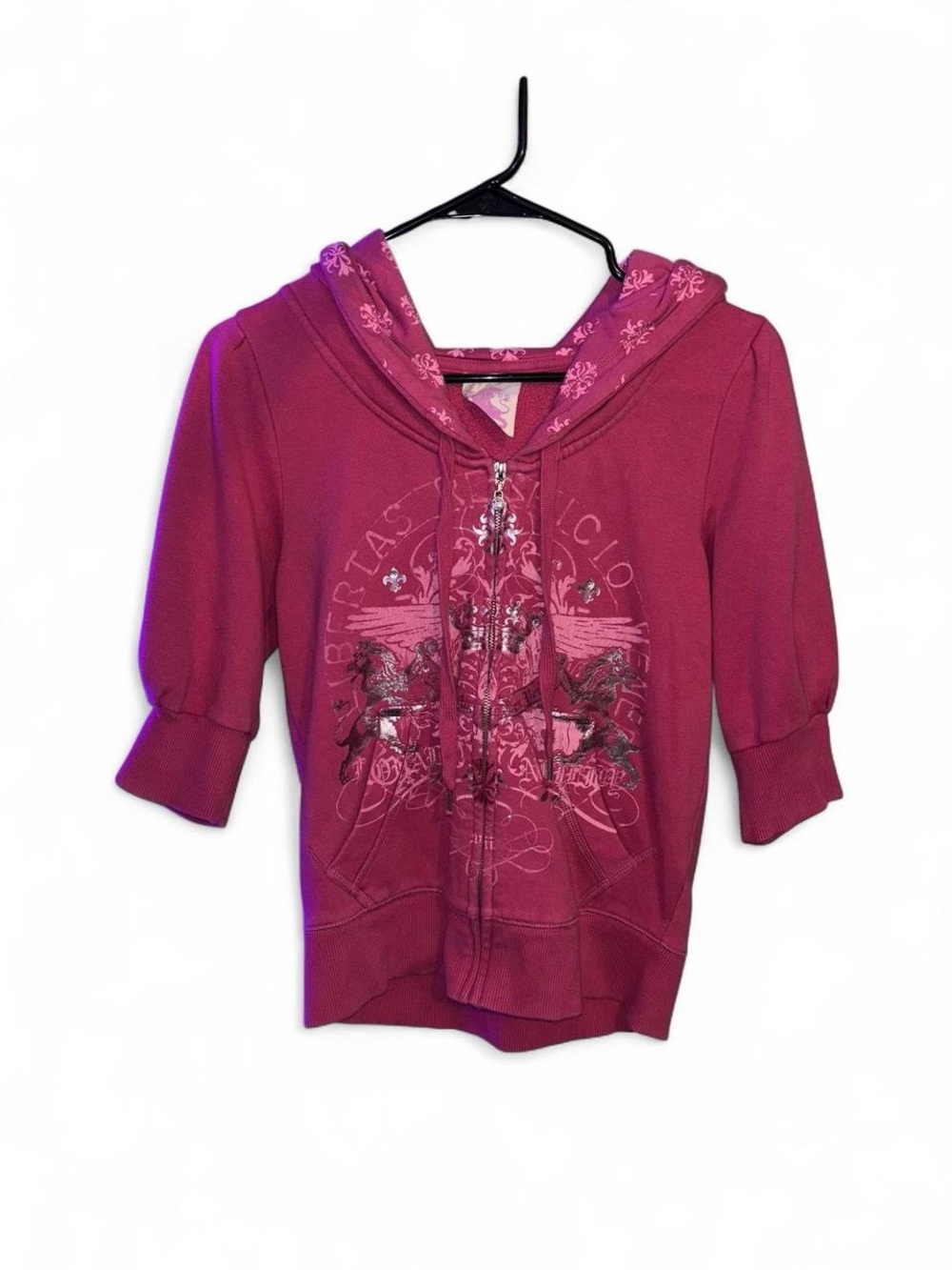 Express Girls' Hoodie - Deep Magenta Graphic Zip Sweatshirt